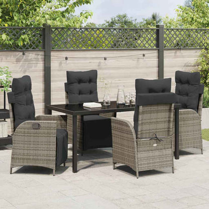 Set da Pranzo per Giardino 5 pcs Grigio Poly Rattan - homemem39
