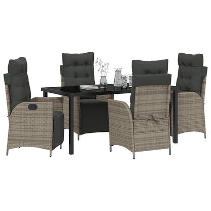 Set da Pranzo per Giardino 5 pcs Grigio Poly Rattan - homemem39