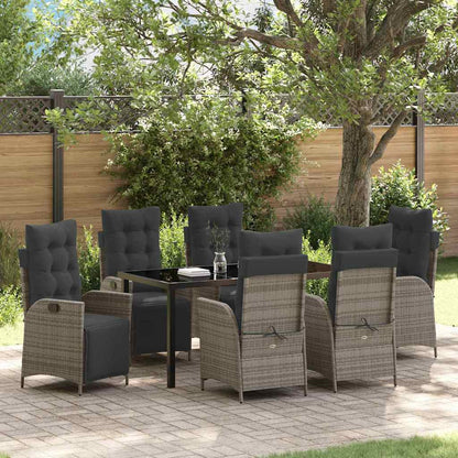 Set da Pranzo per Giardino 7 pcs Grigio Poly Rattan - homemem39