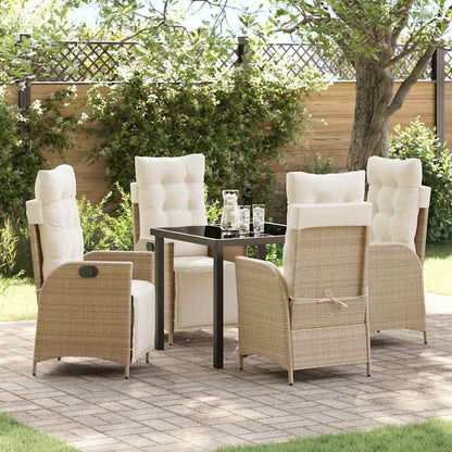 Set da Pranzo per Giardino 5 pcs Beige Poly Rattan - homemem39