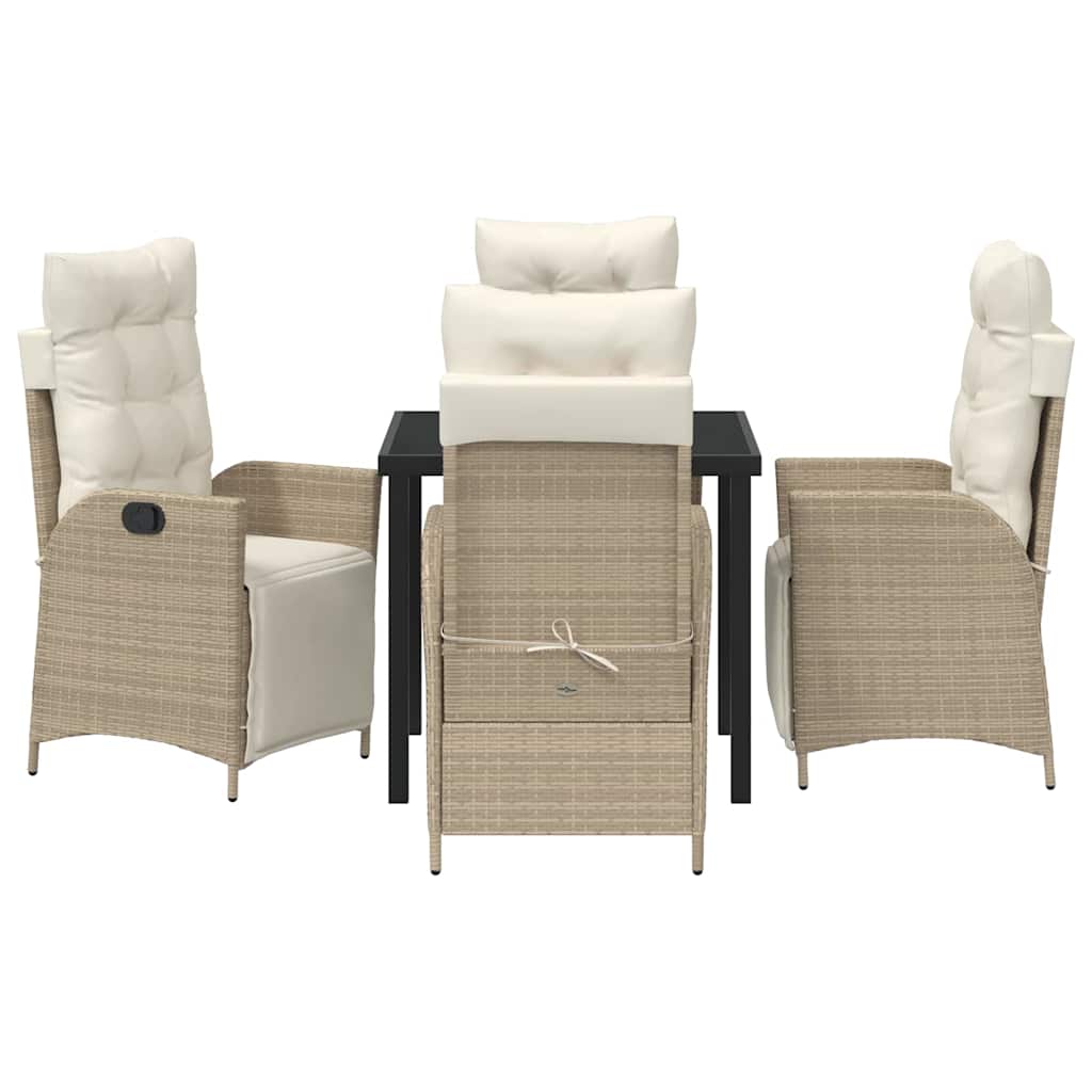 Set da Pranzo per Giardino 5 pcs Beige Poly Rattan - homemem39