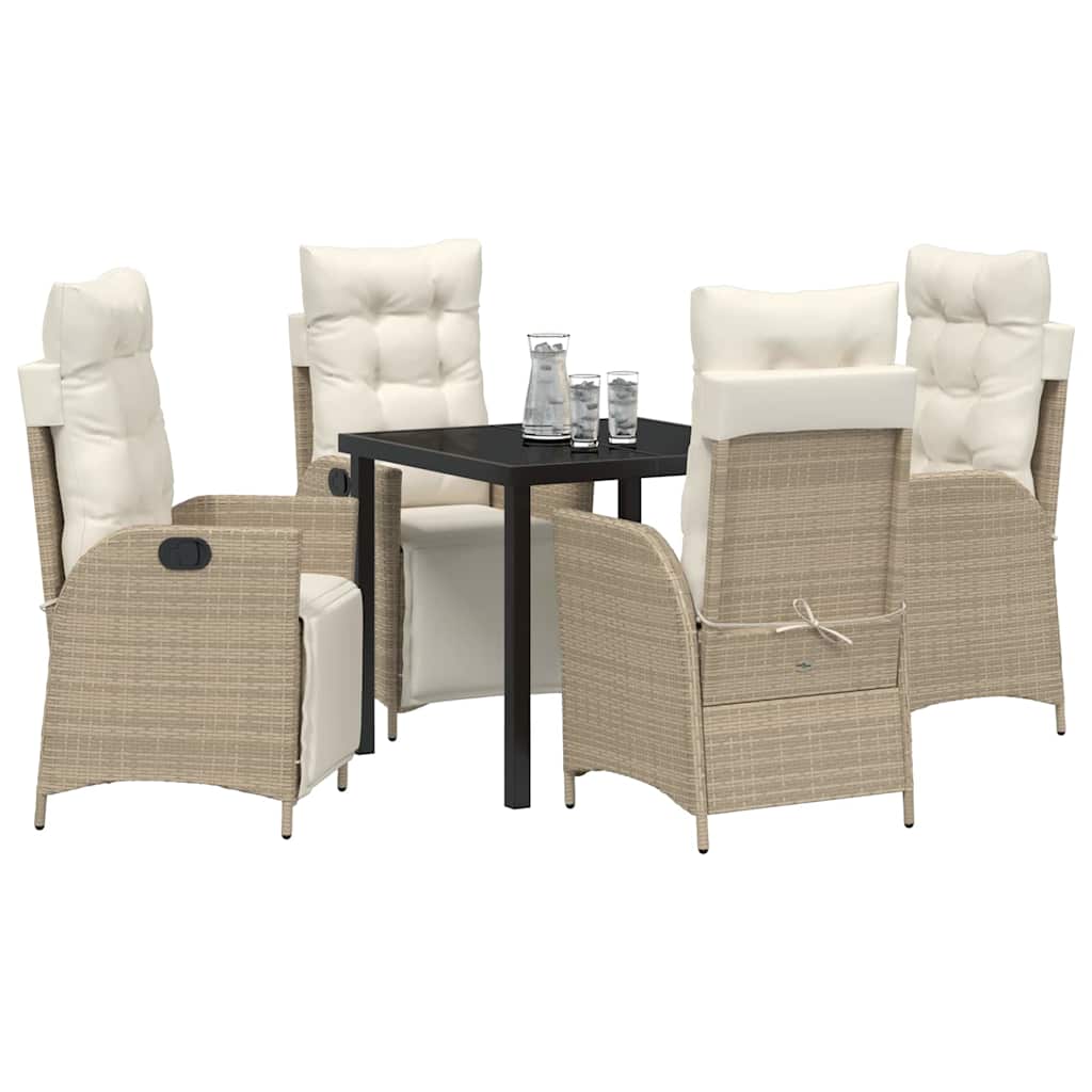 Set da Pranzo per Giardino 5 pcs Beige Poly Rattan - homemem39