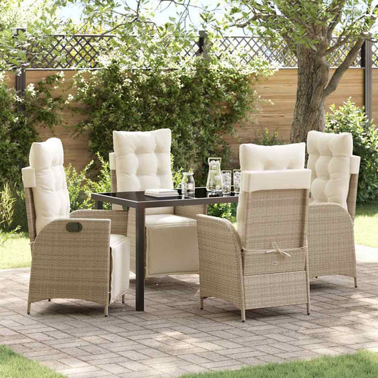 Set da Pranzo per Giardino 5 pcs Beige Poly Rattan - homemem39