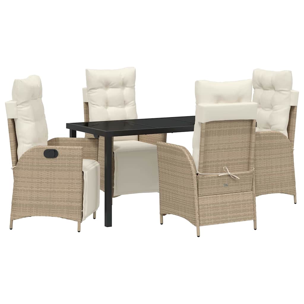 Set da Pranzo per Giardino 5 pcs Beige Poly Rattan - homemem39