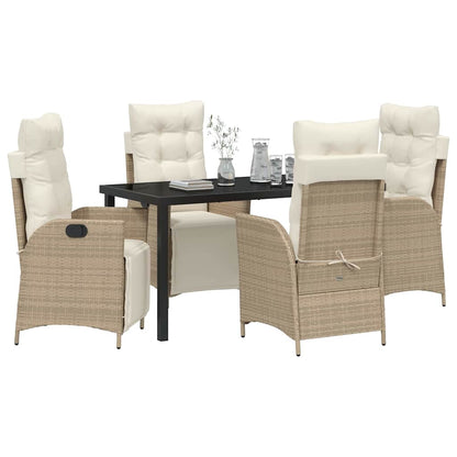 Set da Pranzo per Giardino 5 pcs Beige Poly Rattan - homemem39