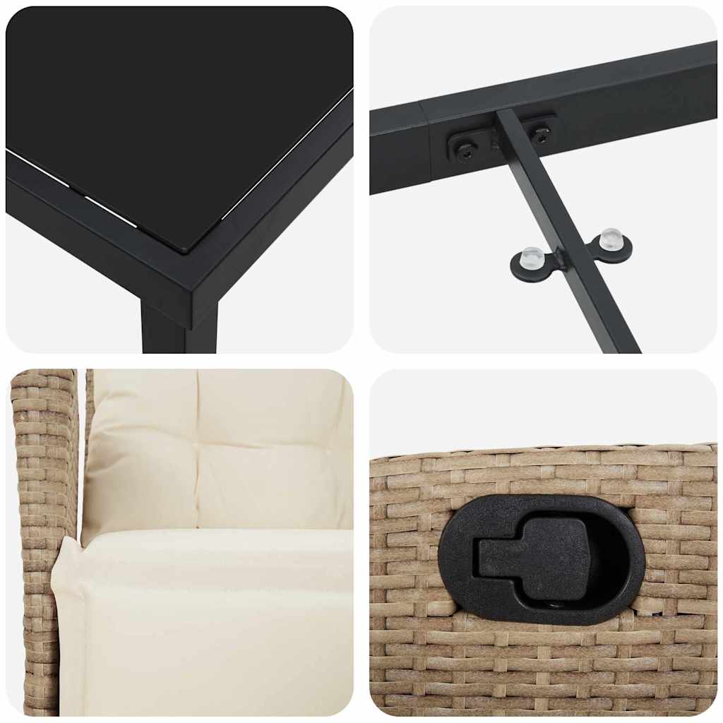 Set da Pranzo per Giardino 5 pcs Beige Poly Rattan - homemem39