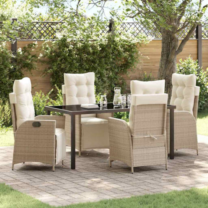 Set da Pranzo per Giardino 5 pcs Beige Poly Rattan - homemem39