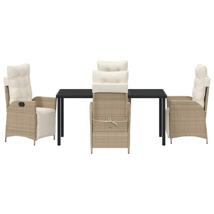 Set da Pranzo per Giardino 5 pcs Beige Poly Rattan - homemem39