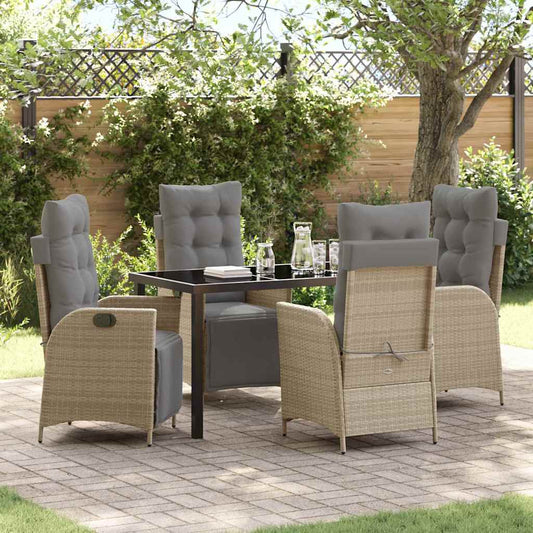 Set da Pranzo per Giardino 5 pcs Beige Poly Rattan - homemem39