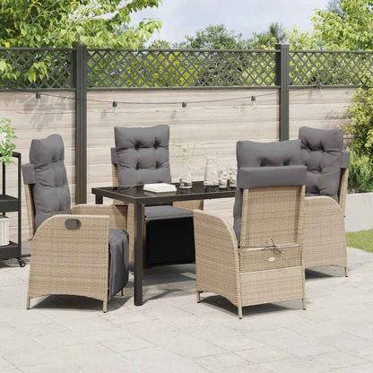 Set da Pranzo per Giardino 5 pcs Beige Poly Rattan - homemem39