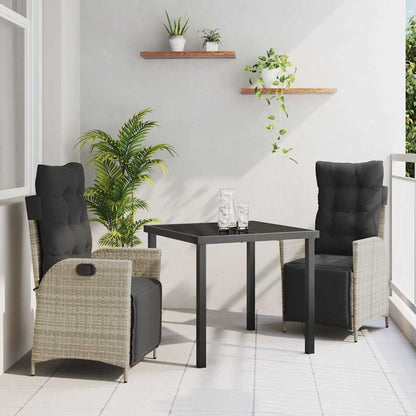 Set da Pranzo per Giardino 3 pcs Grigio chiaro Poly Rattan - homemem39