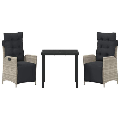 Set da Pranzo per Giardino 3 pcs Grigio chiaro Poly Rattan - homemem39