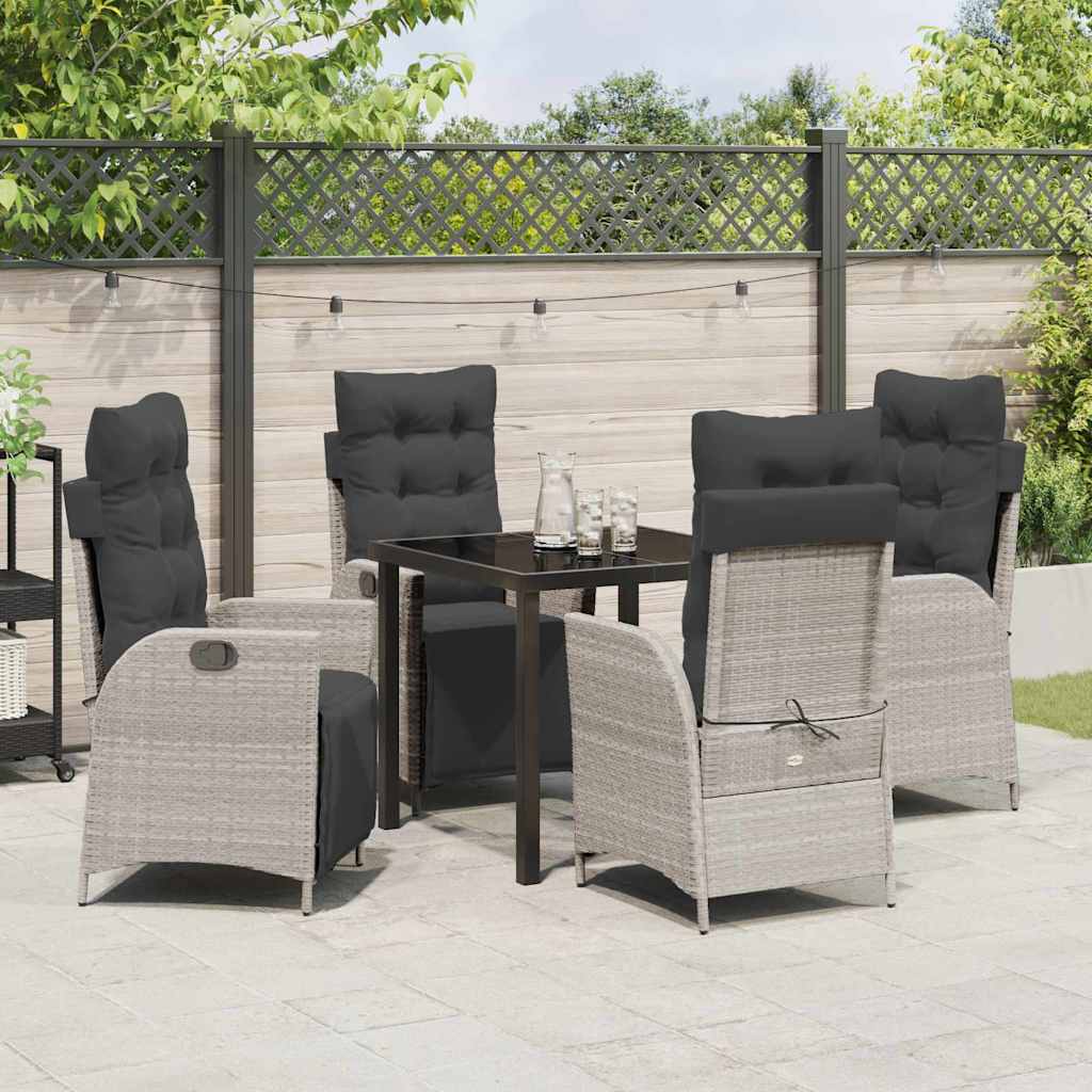 Set da Pranzo per Giardino 5 pcs Grigio chiaro Poly Rattan - homemem39