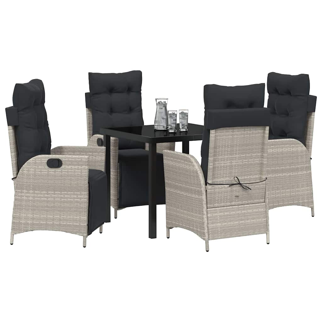Set da Pranzo per Giardino 5 pcs Grigio chiaro Poly Rattan - homemem39