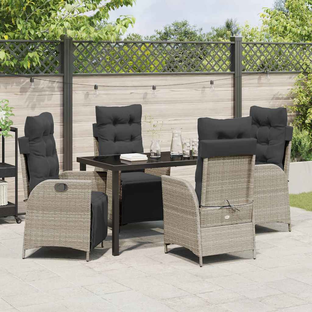 Set da Pranzo per Giardino 5 pcs Grigio chiaro Poly Rattan - homemem39