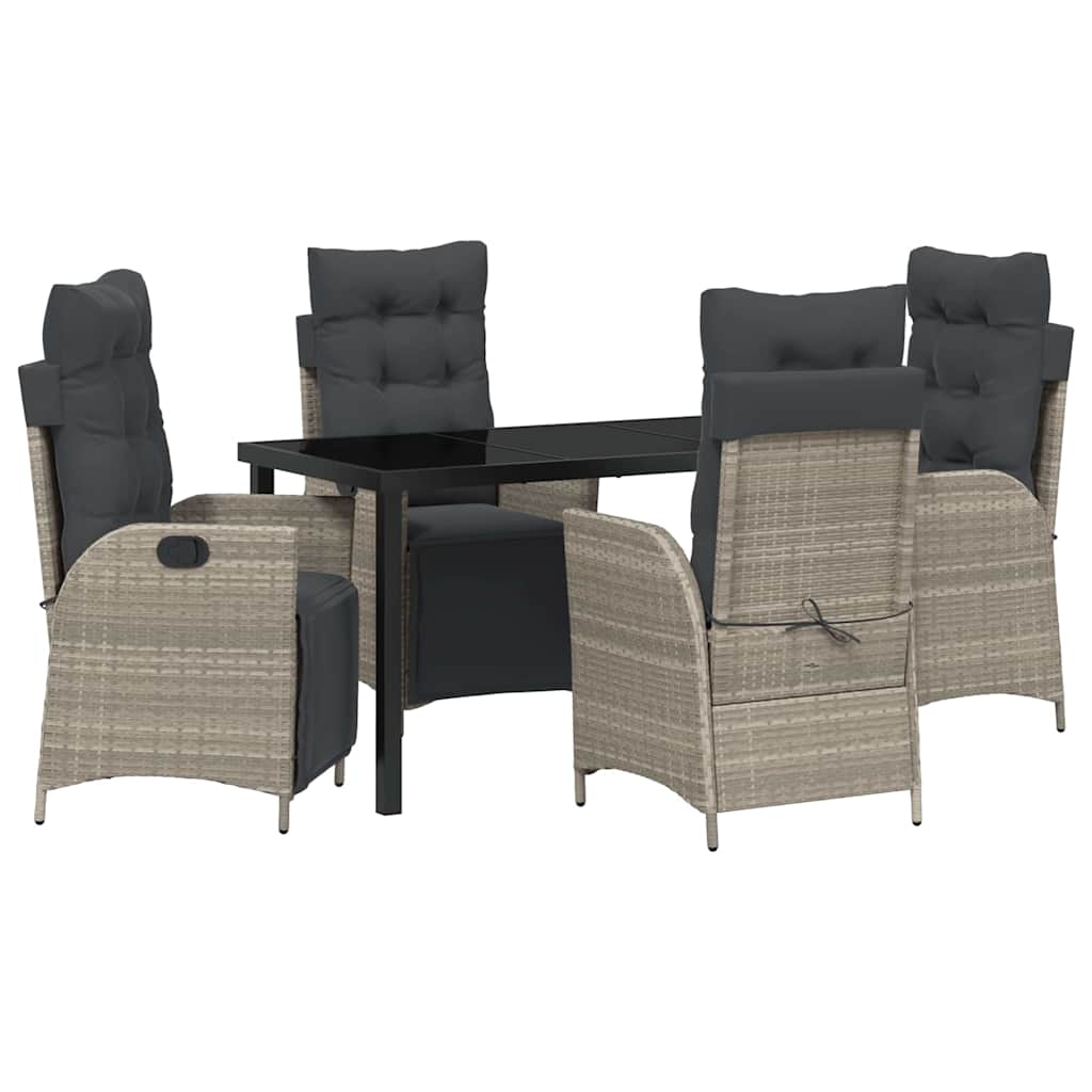 Set da Pranzo per Giardino 5 pcs Grigio chiaro Poly Rattan - homemem39
