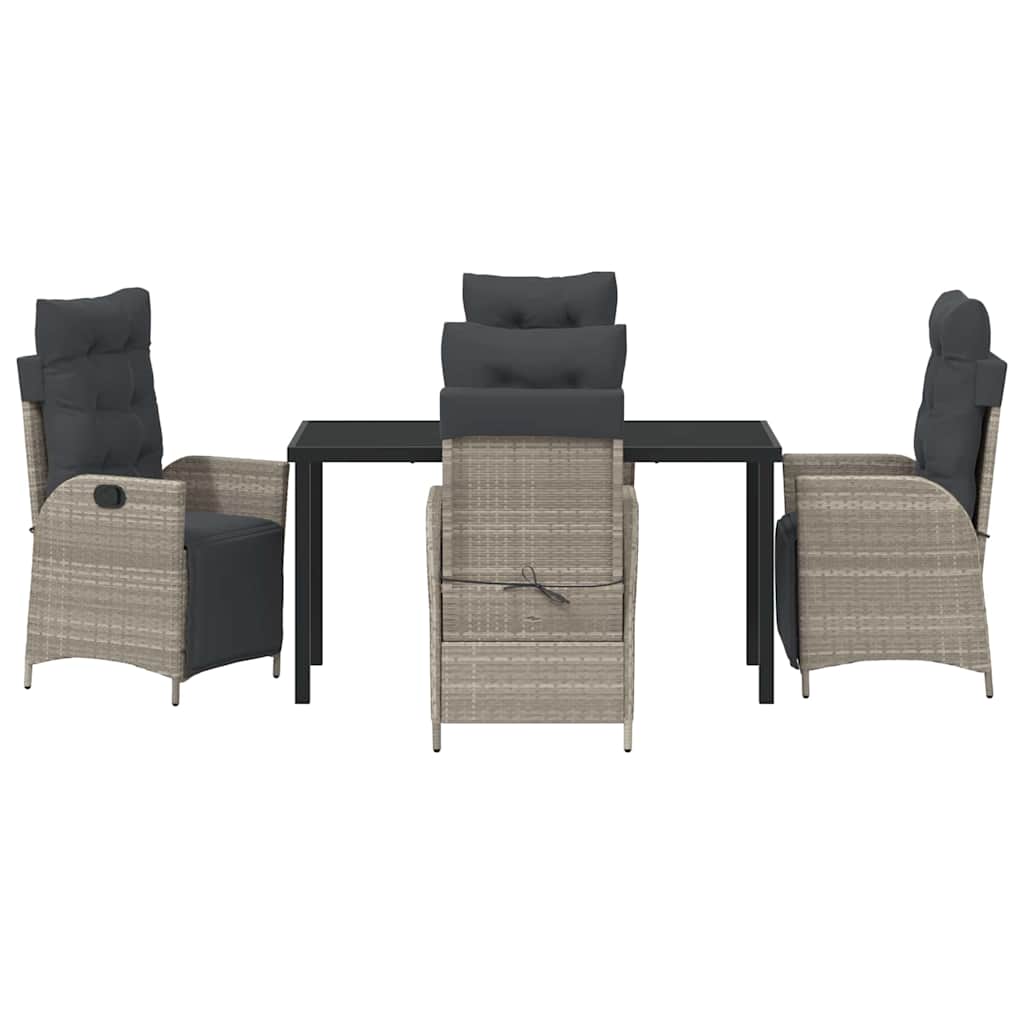 Set da Pranzo per Giardino 5 pcs Grigio chiaro Poly Rattan - homemem39