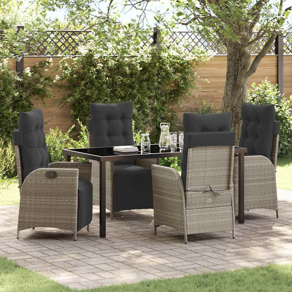 Set da Pranzo per Giardino 5 pcs Grigio chiaro Poly Rattan - homemem39