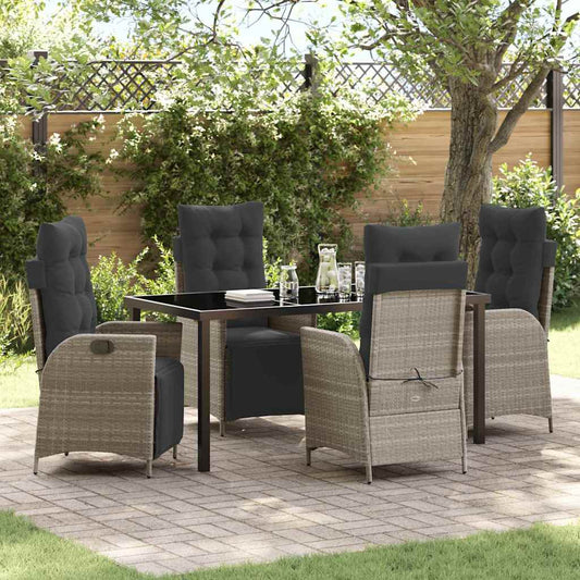 Set da Pranzo per Giardino 5 pcs Grigio chiaro Poly Rattan - homemem39
