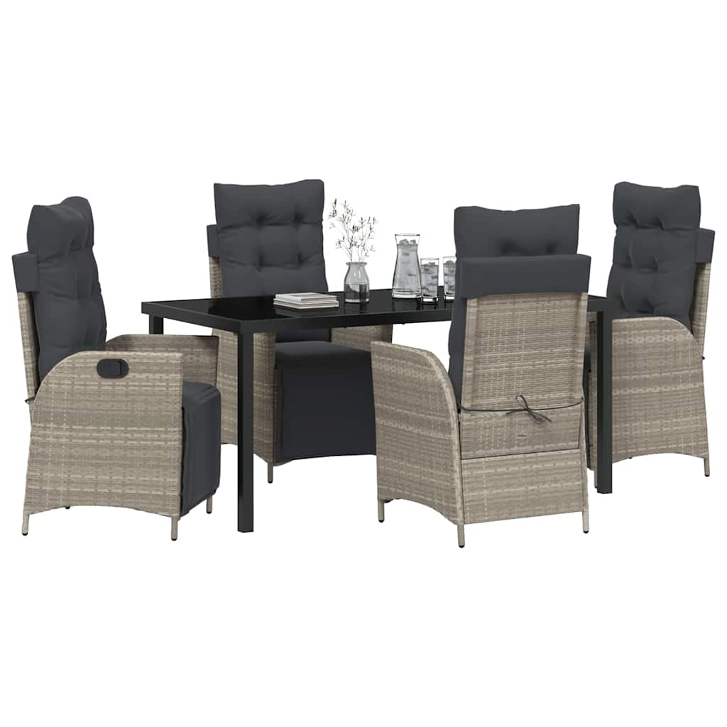 Set da Pranzo per Giardino 5 pcs Grigio chiaro Poly Rattan - homemem39