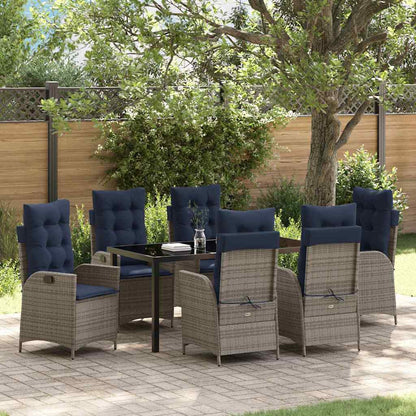 Set da Pranzo per Giardino 7 pcs Grigio e Nero Rattan | homemem39