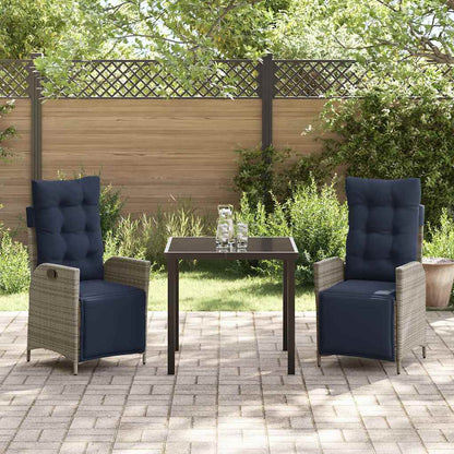 Set da Pranzo per Giardino 3 pcs Grigio e Nero Rattan | homemem39