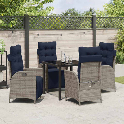 Set da Pranzo per Giardino 5 pcs Grigio e Nero Rattan | homemem39
