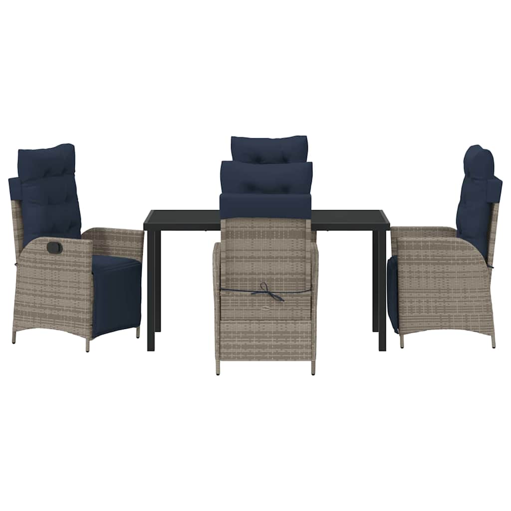 Set da Pranzo per Giardino 5 pcs Grigio e Nero Rattan | homemem39