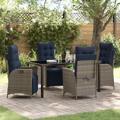 Set da Pranzo per Giardino 5 pcs Grigio e Nero Rattan | homemem39