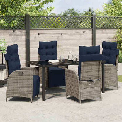 Set da Pranzo per Giardino 5 pcs Grigio e Nero Rattan | homemem39