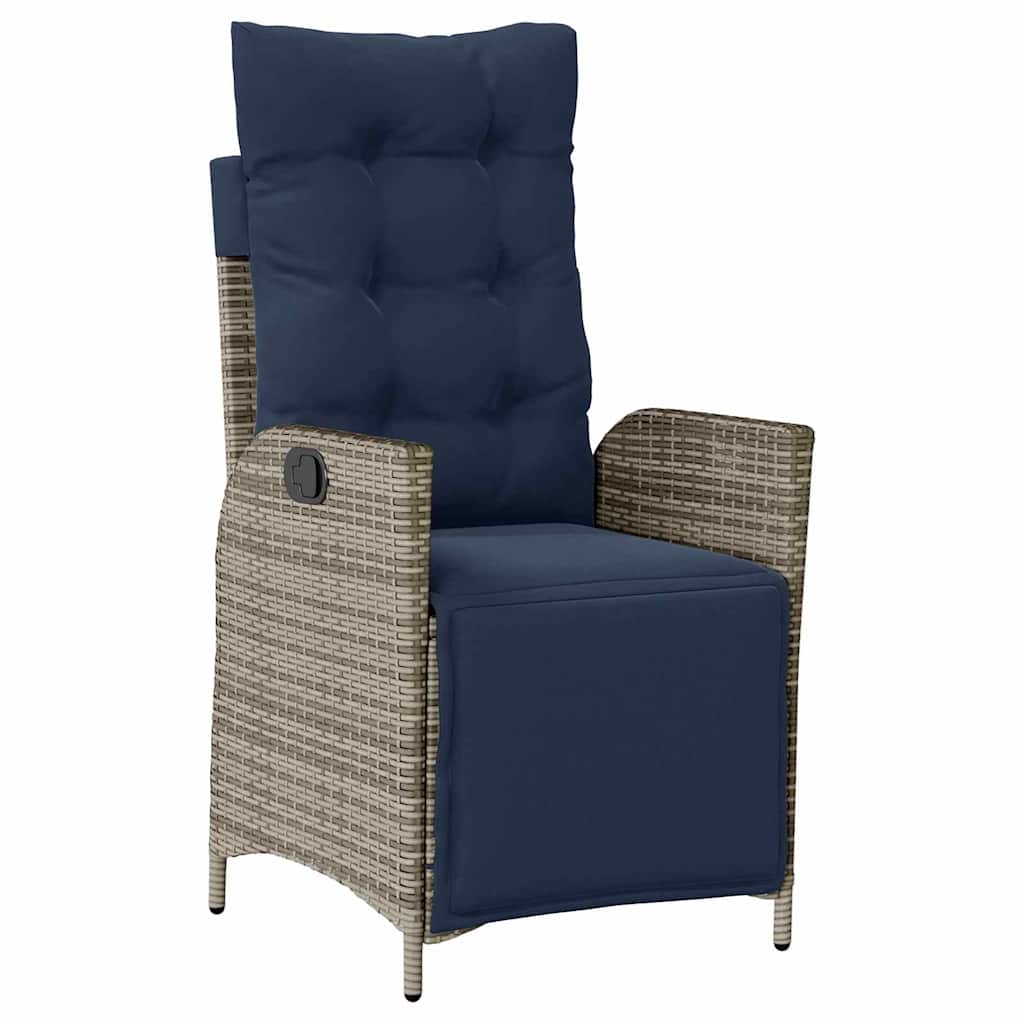 Set da Pranzo per Giardino 5 pcs Grigio e Nero Rattan | homemem39