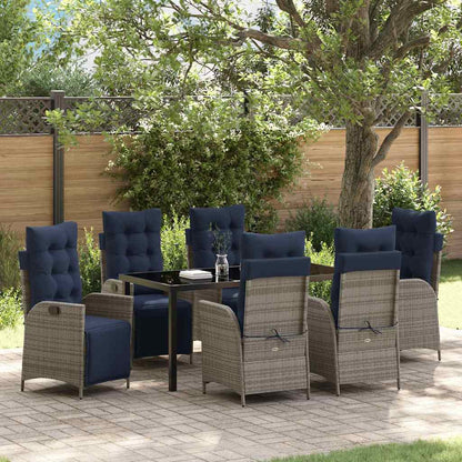 Set da Pranzo per Giardino 7 pcs Grigio e Nero Rattan | homemem39