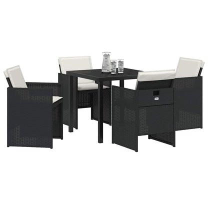 Set da Pranzo per Giardino 5 pcs Nero polyrattan - homemem39