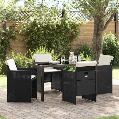 Set da Pranzo per Giardino 5 pcs Nero polyrattan - homemem39