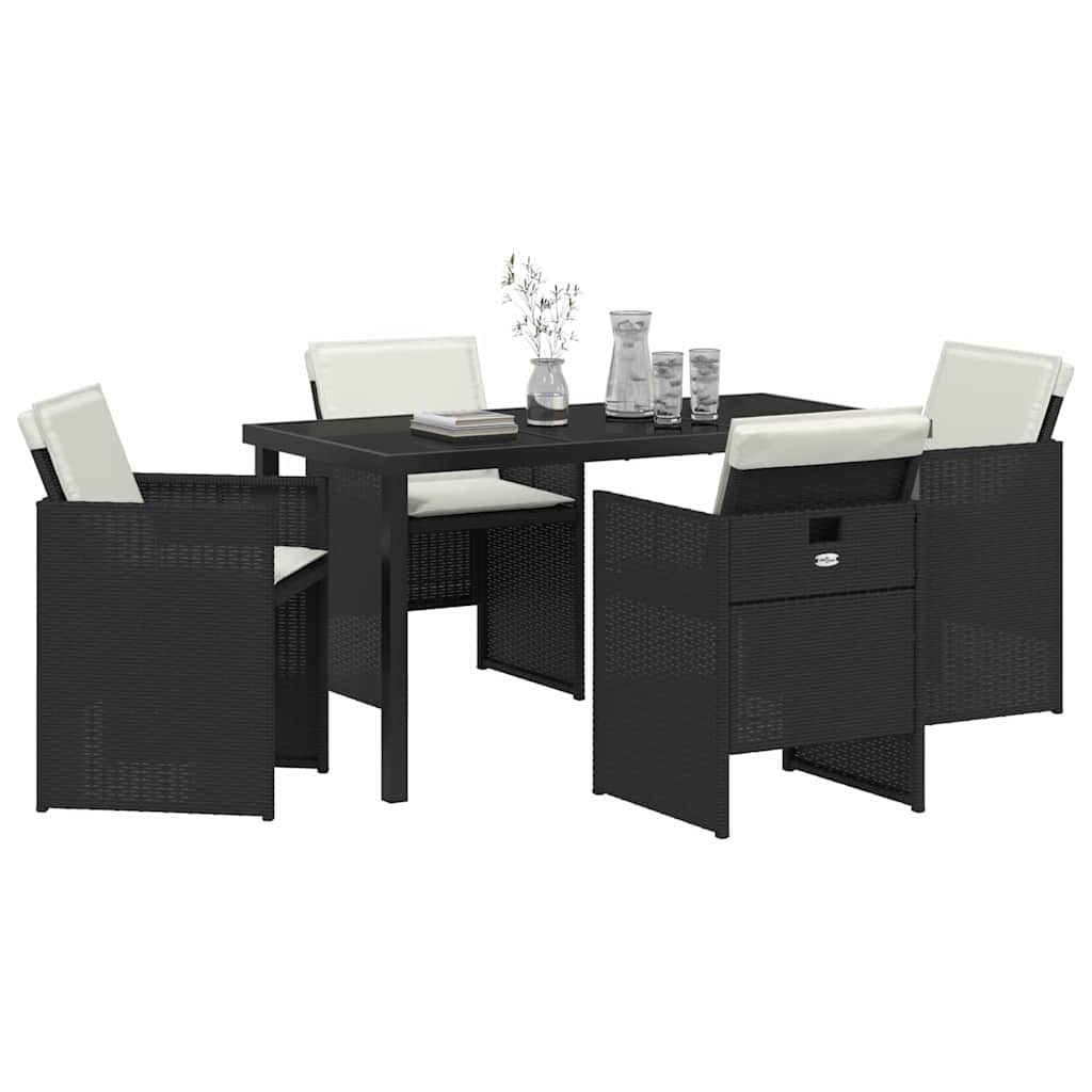 Set da Pranzo per Giardino 5 pcs Nero polyrattan - homemem39