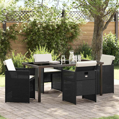 Set da Pranzo per Giardino 5 pcs Nero polyrattan - homemem39