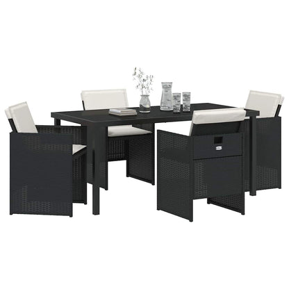 Set da Pranzo per Giardino 5 pcs Nero polyrattan - homemem39