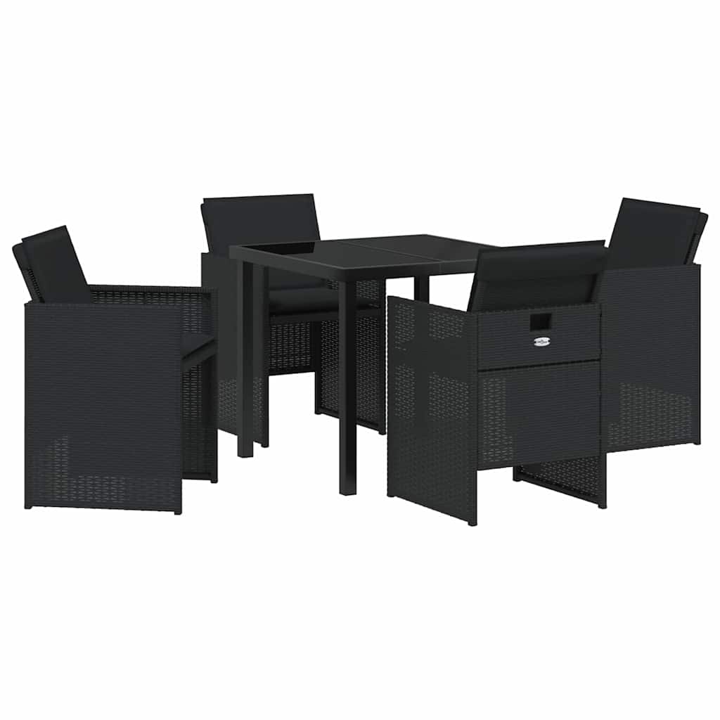Set da Pranzo per Giardino 5 pcs Nero polyrattan - homemem39