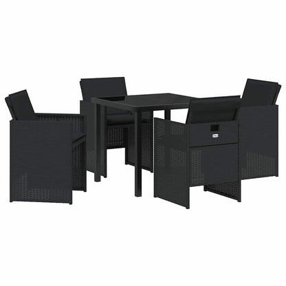 Set da Pranzo per Giardino 5 pcs Nero polyrattan - homemem39