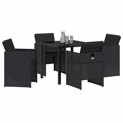 Set da Pranzo per Giardino 5 pcs Nero polyrattan - homemem39