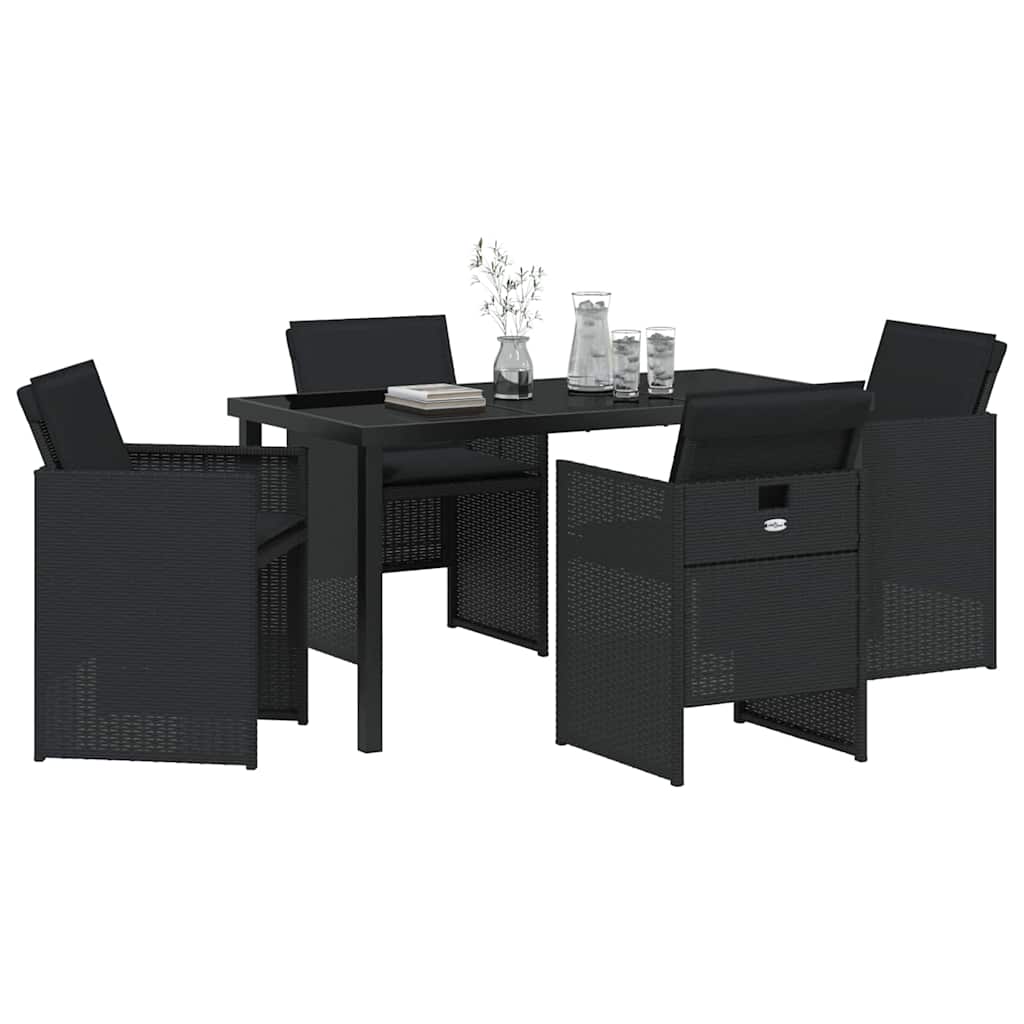 Set da Pranzo per Giardino 5 pcs Nero polyrattan - homemem39