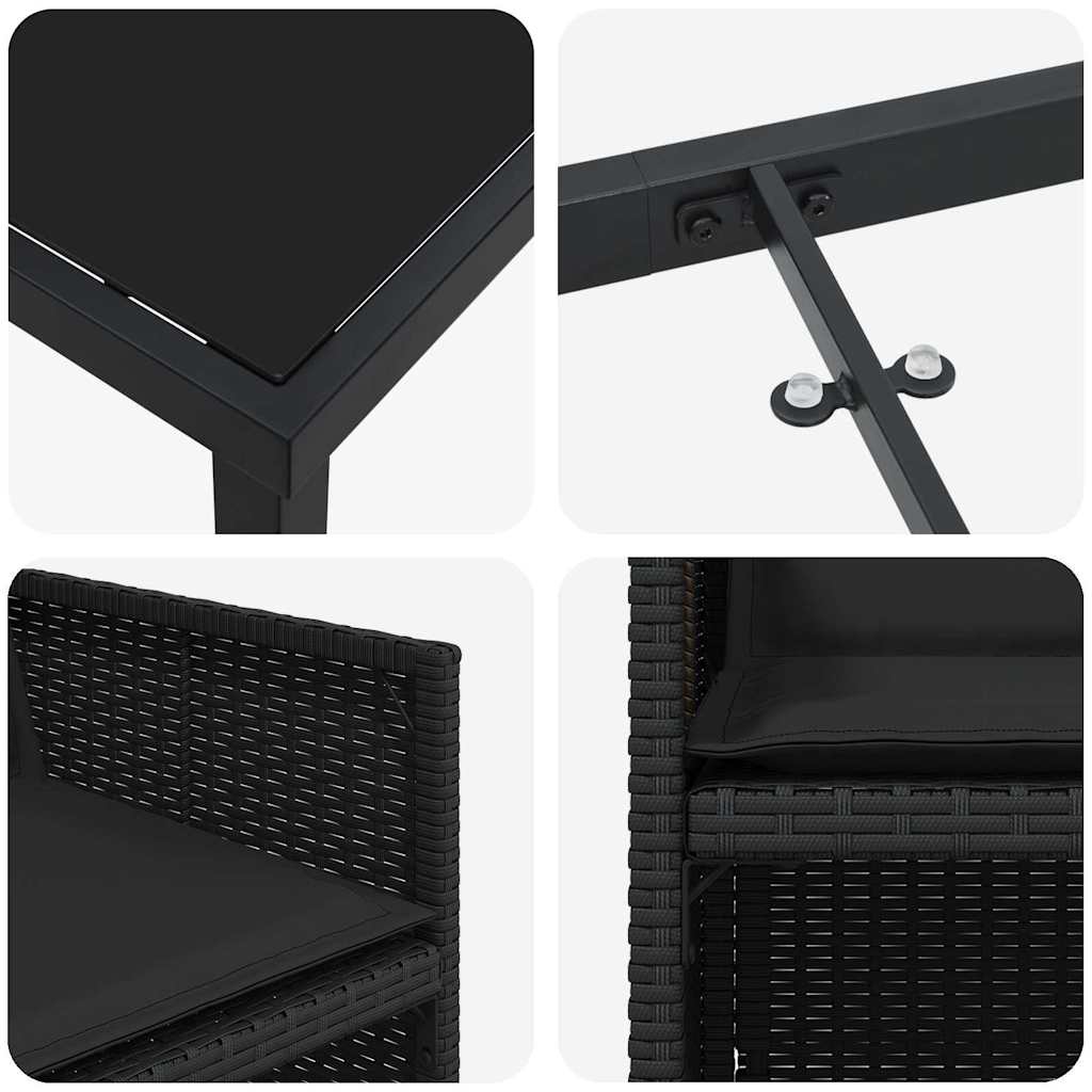 Set da Pranzo per Giardino 5 pcs Nero polyrattan - homemem39