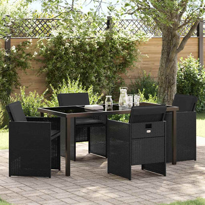 Set da Pranzo per Giardino 5 pcs Nero polyrattan - homemem39