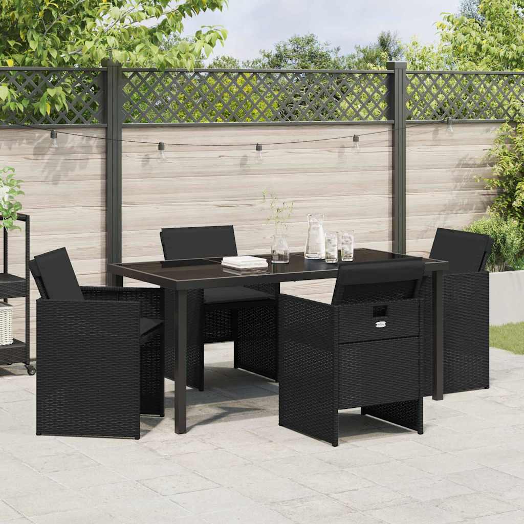 Set da Pranzo per Giardino 5 pcs Nero polyrattan - homemem39