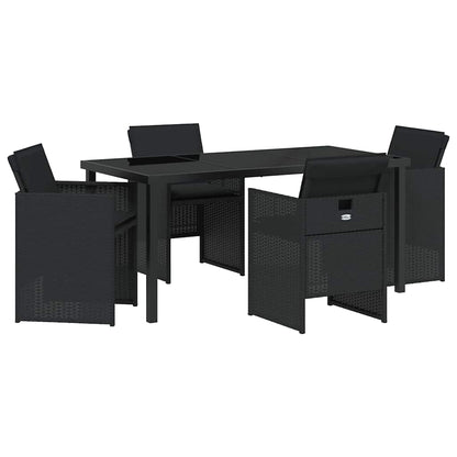 Set da Pranzo per Giardino 5 pcs Nero polyrattan - homemem39