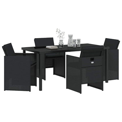 Set da Pranzo per Giardino 5 pcs Nero polyrattan - homemem39