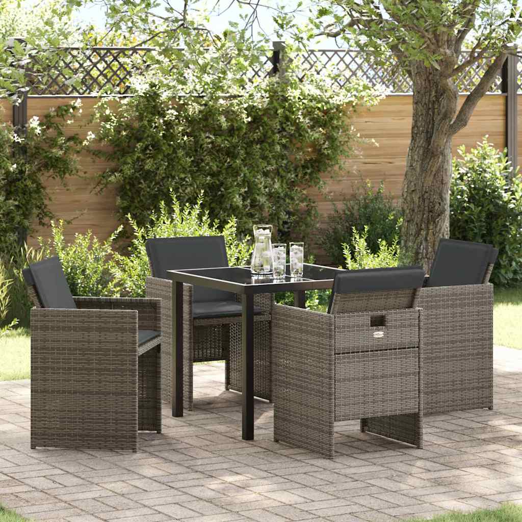 Set da Pranzo per Giardino 5 pcs Grigio polyrattan - homemem39