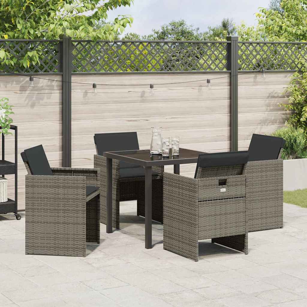Set da Pranzo per Giardino 5 pcs Grigio polyrattan - homemem39
