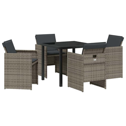 Set da Pranzo per Giardino 5 pcs Grigio polyrattan - homemem39