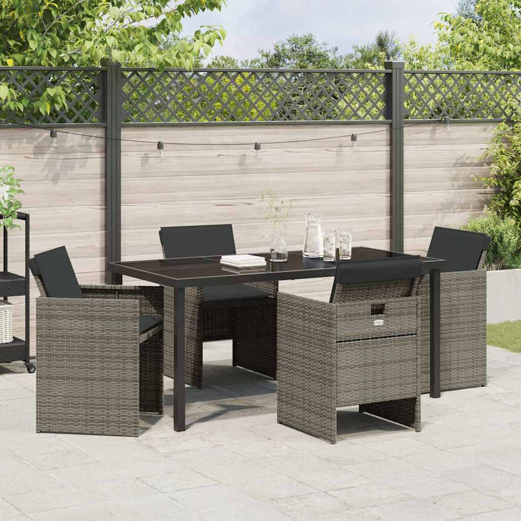 Set da Pranzo per Giardino 5 pcs Grigio polyrattan - homemem39